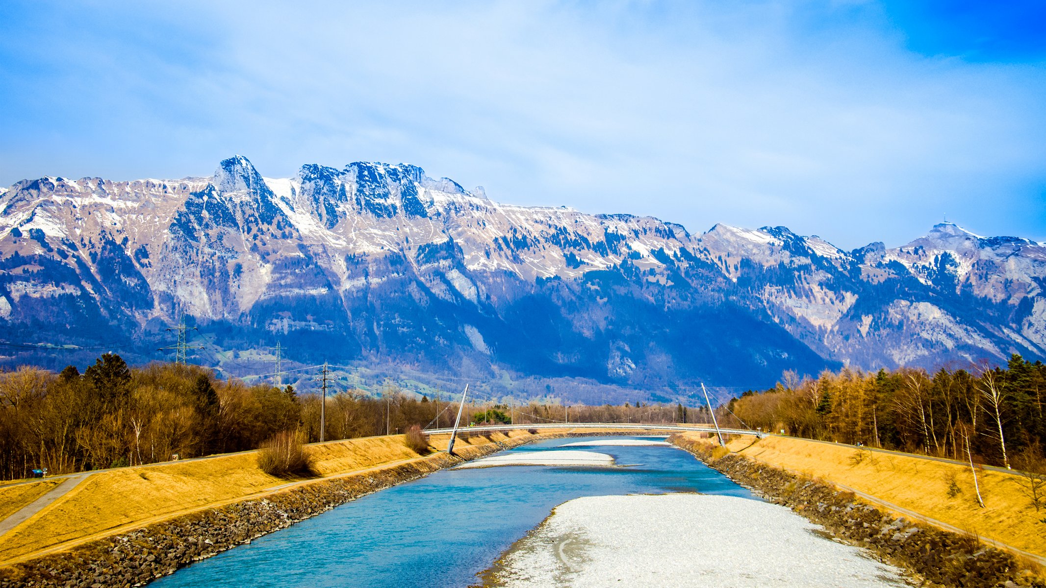 svizzera alpi cielo nuvole montagne neve fiume ponte