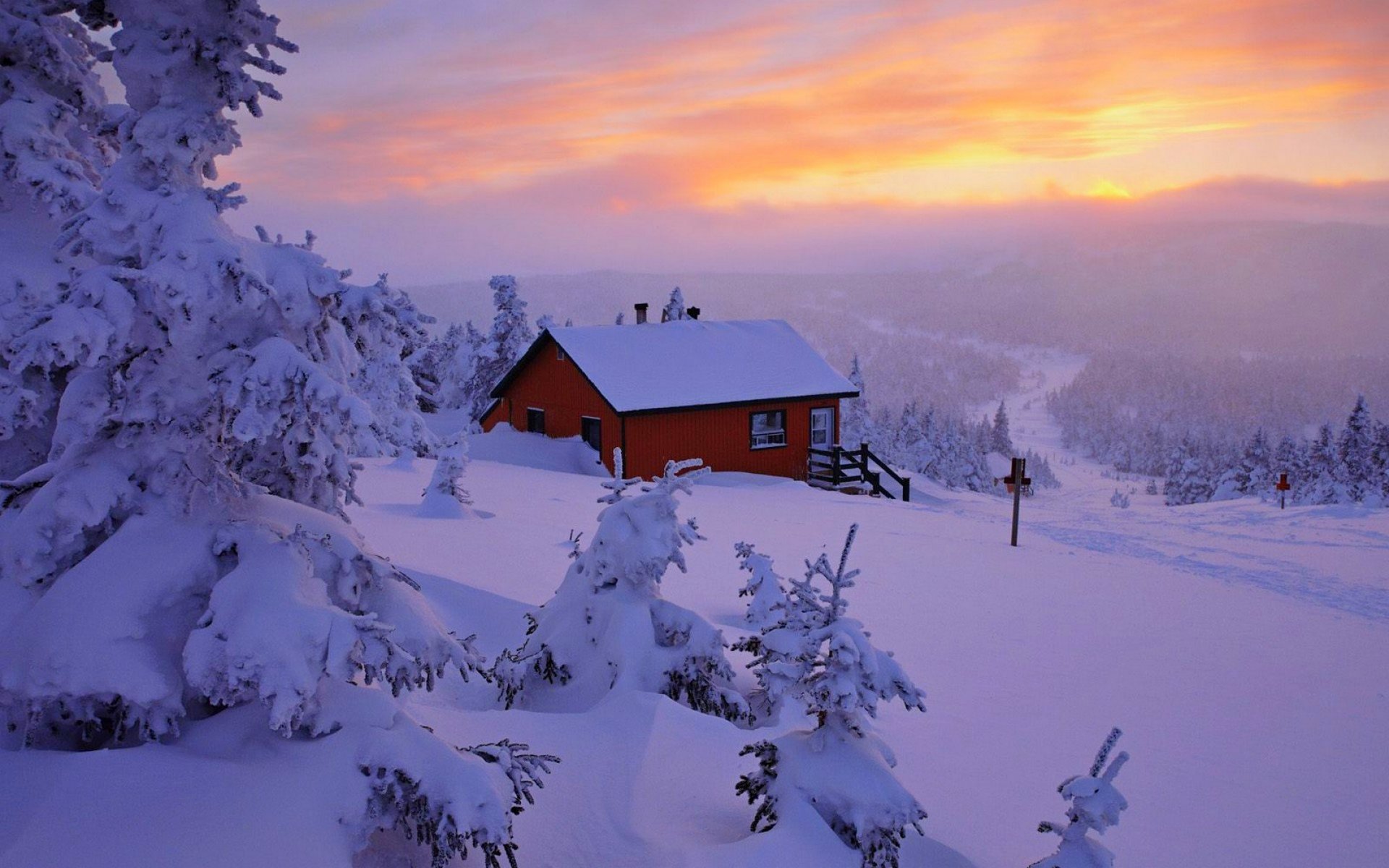 nature house winter snow sky landscape winter white cool nice sunset