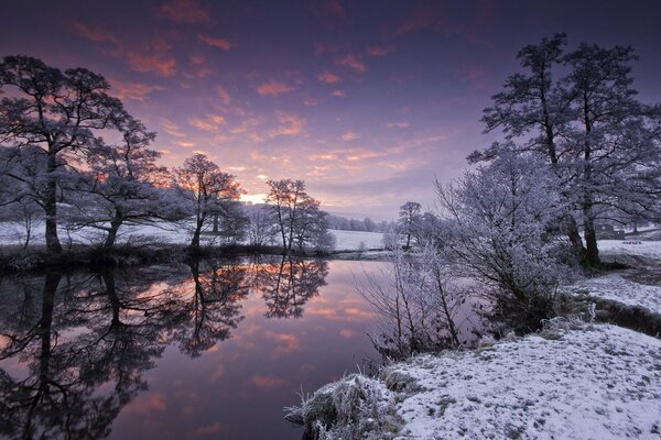 Himmel. Der Fluss. Winter. Schnee