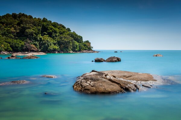 Picturesque rocks in the sea in Malaysia