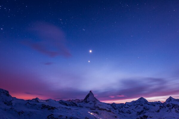 Stars above the Matterhorn Mountains