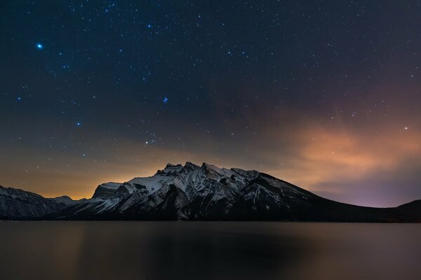 Starry sky over the lake