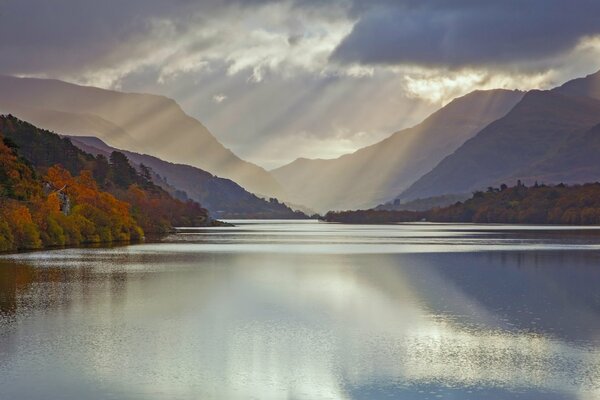 Glacial Lake of County Gwynedd in autumn