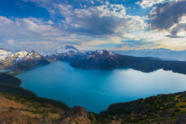 Lac bleu haut dans les montagnes