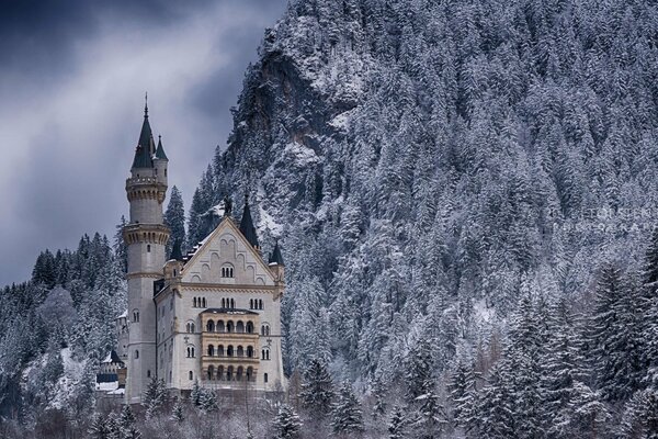 Castillo en la montaña Nevada. Alemania