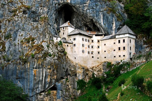 Prejama Castle in the mountains in Slovenia
