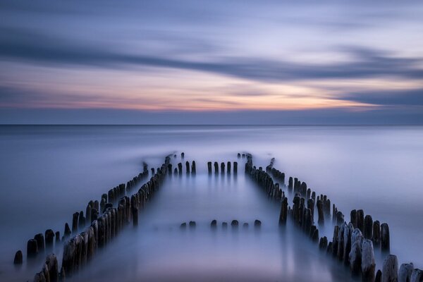 Mar del Norte de Alemania por la noche