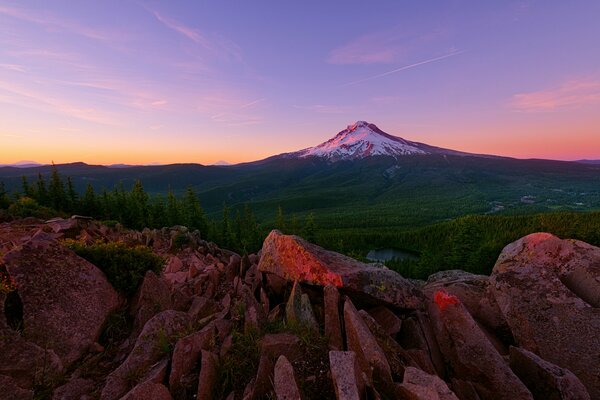 Coucher de soleil sur le Mont Hood