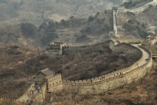 Vista a Volo d uccello della Grande Muraglia cinese