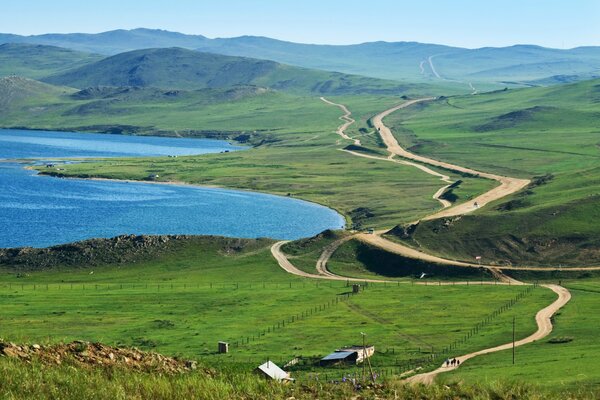 The valley near Lake Baikal. Winding roads