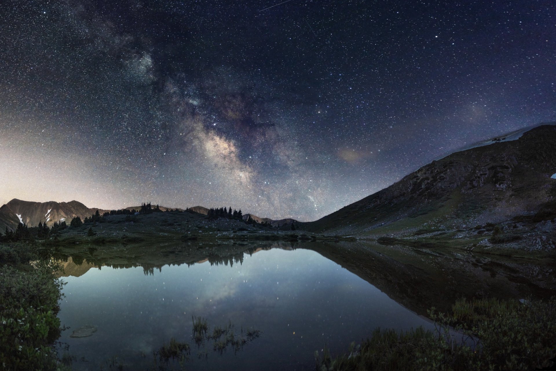 klarer schrei colorado vereinigte staaten von amerika berge see nacht milchstraße