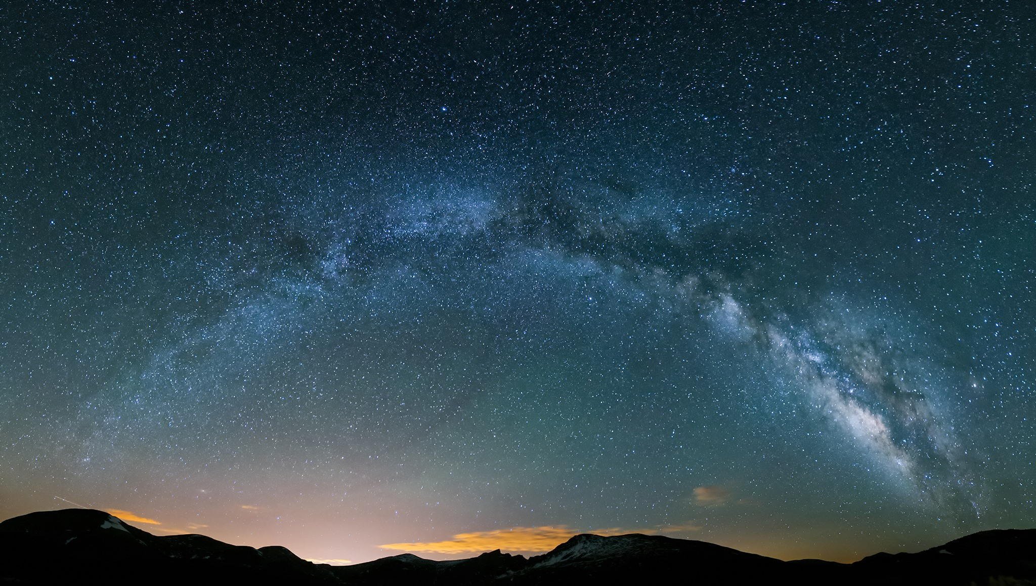 montagne paesaggio notte cielo via lattea stelle