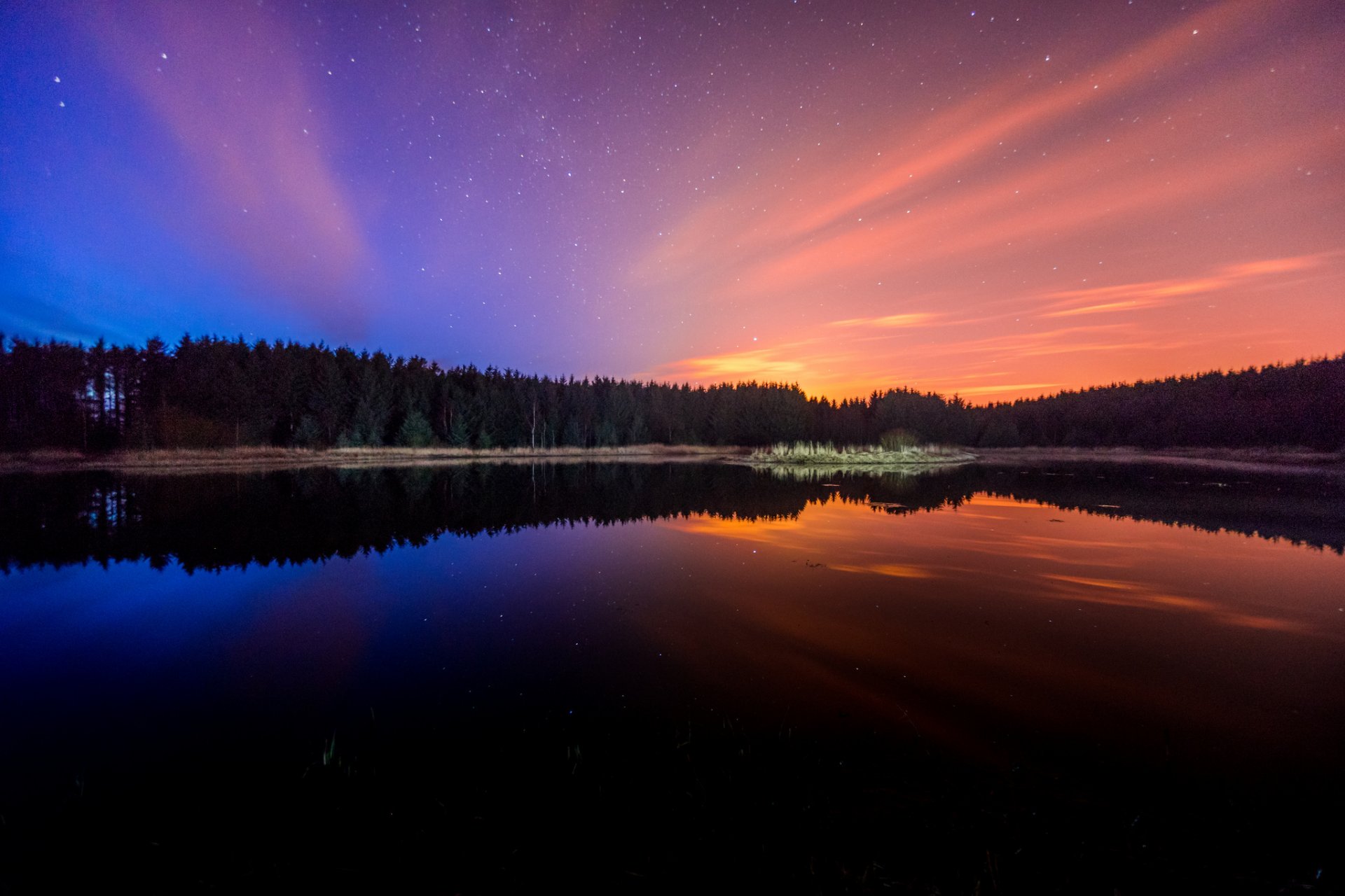 paisaje naturaleza lago agua reflexión árboles cielo belleza estrellas