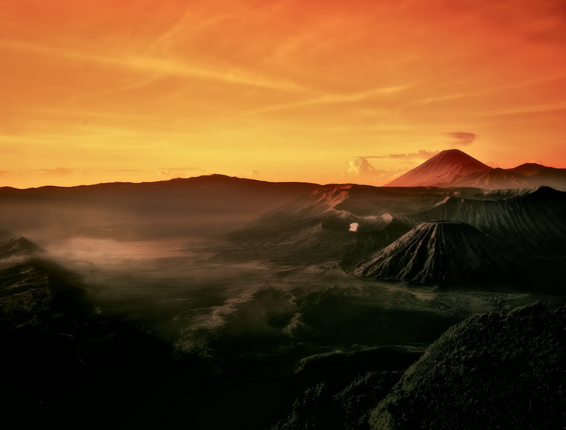 indonésie java complexe volcanique-caldera tengger tengger volcan actif bromo matin