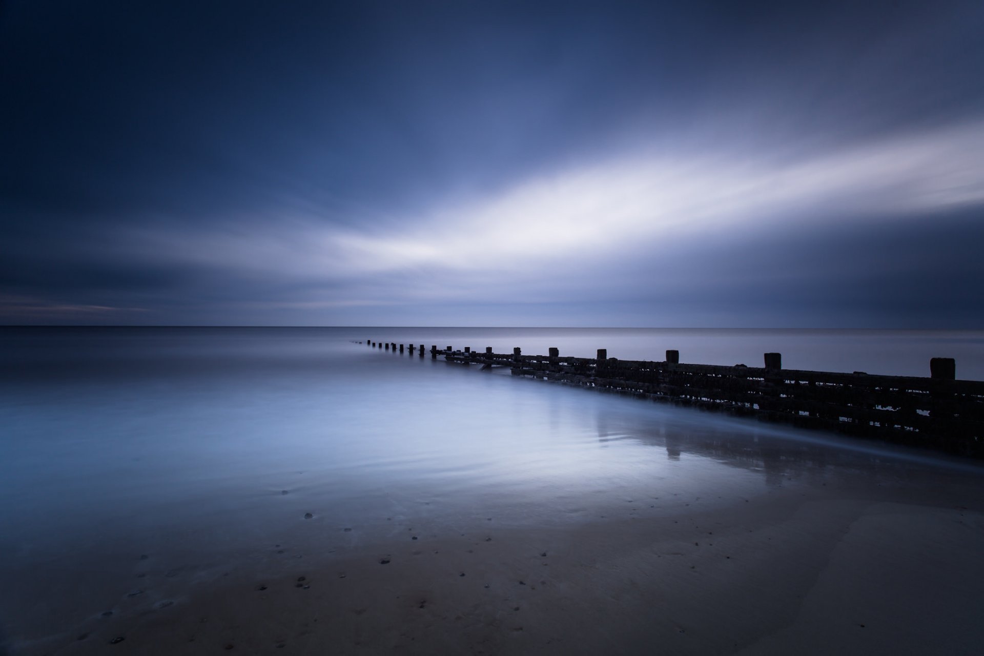 regno unito inghilterra norfolk settentrionale mare calma costa notte blu cielo