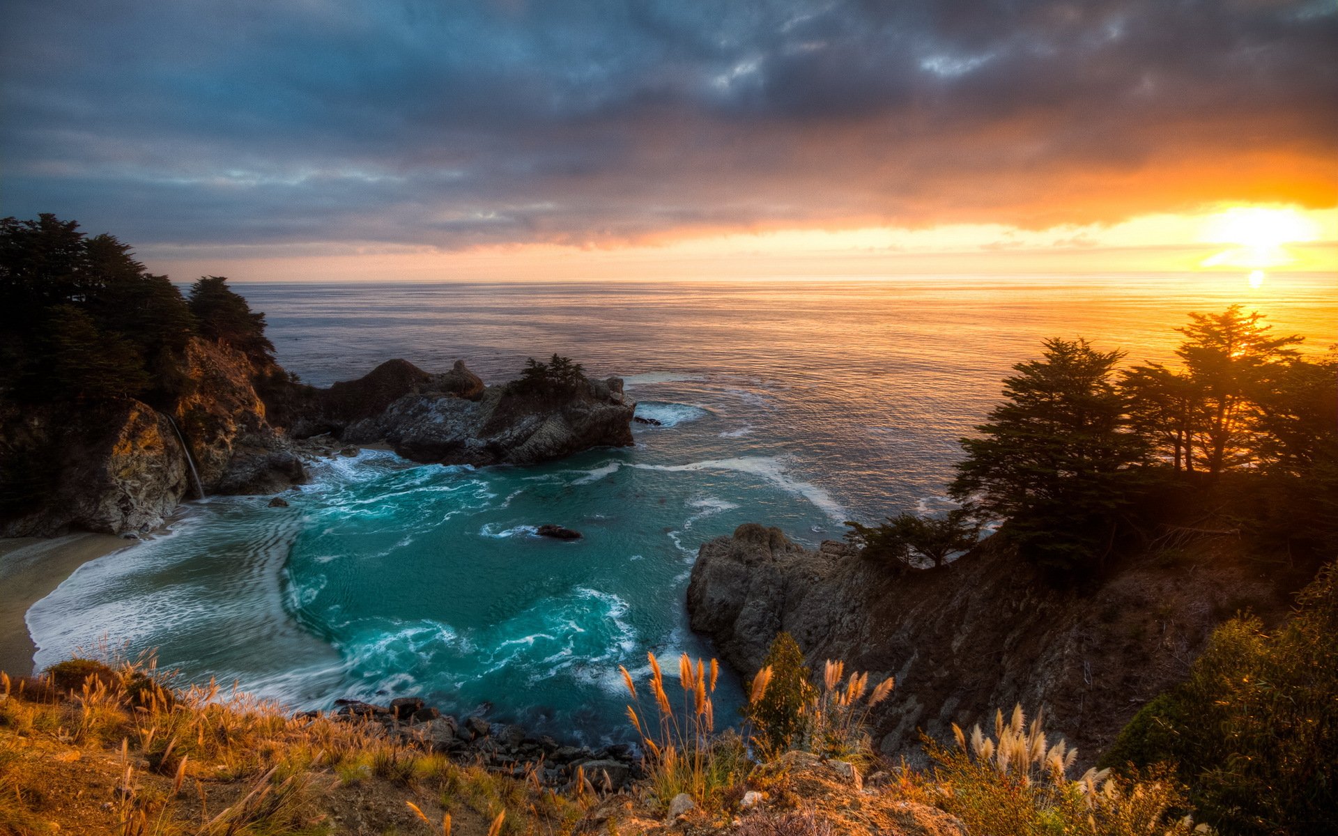 tramonto mcway falls california paesaggio