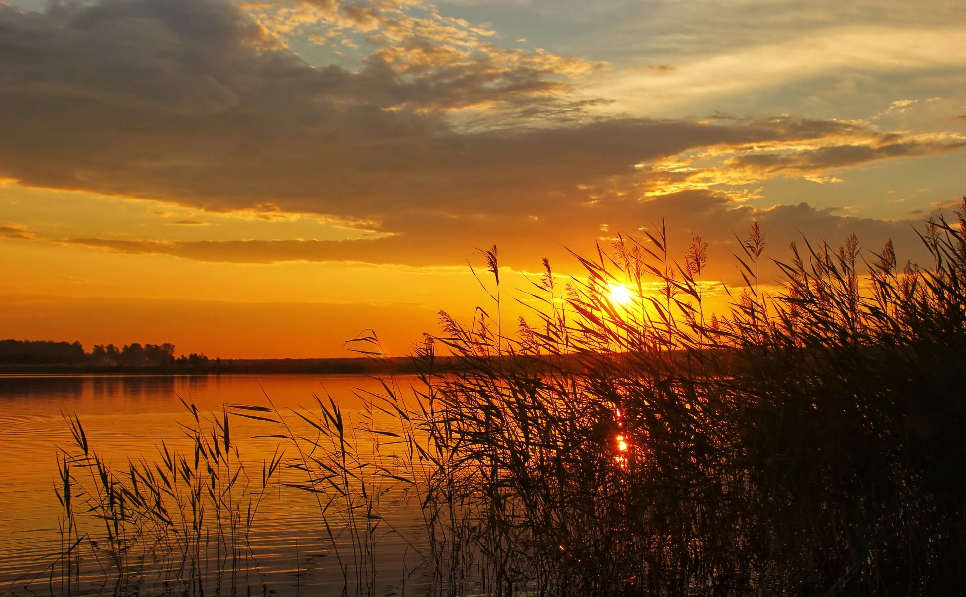 landscape river dawn sunset sky sun nature photo