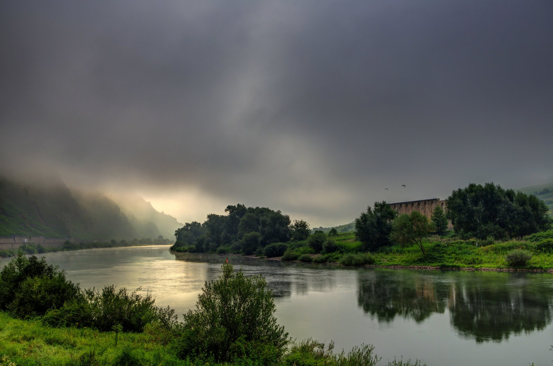 rivière allemagne ciel brem nuages nature photo