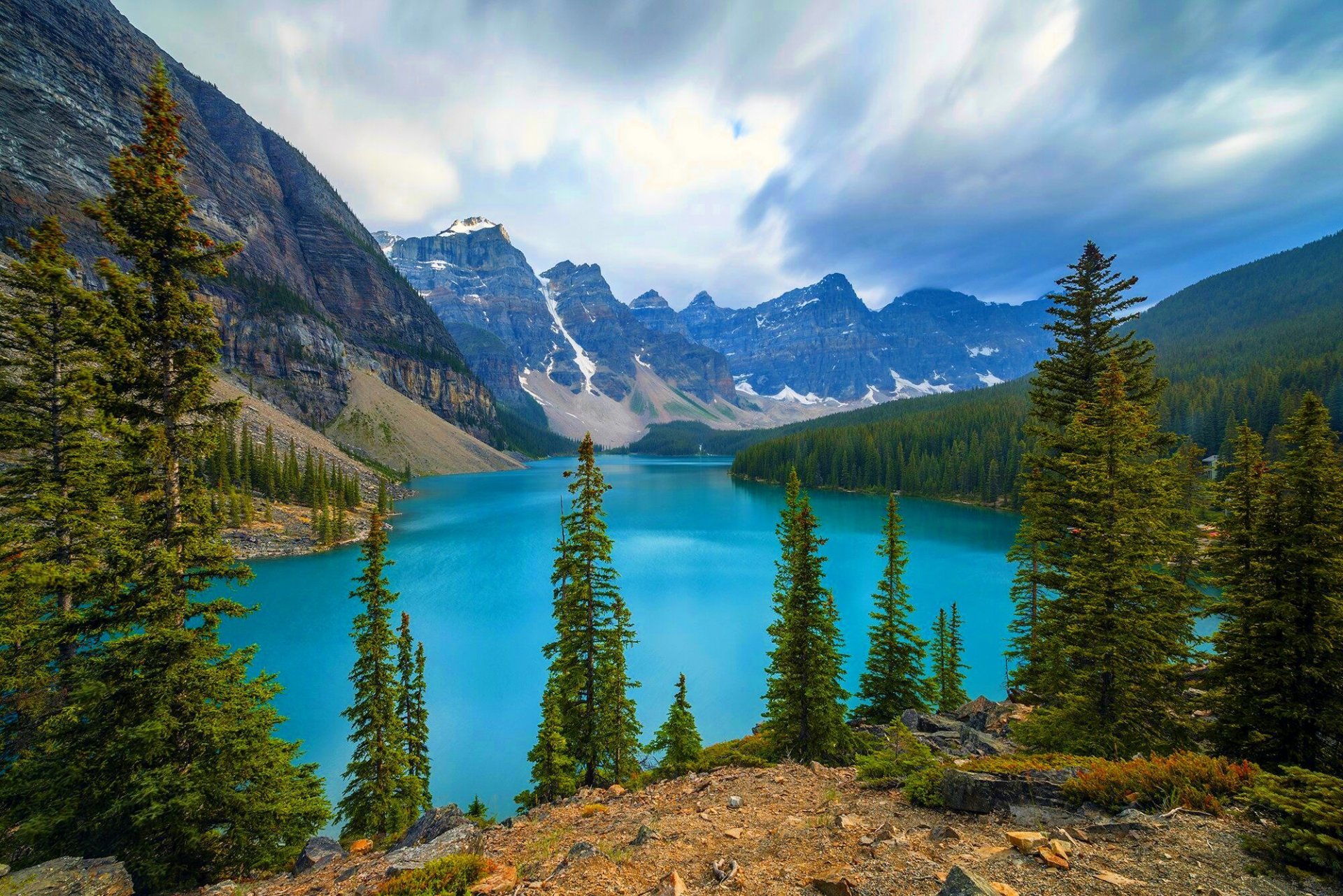 moraine parque nacional banff canadá lago montañas