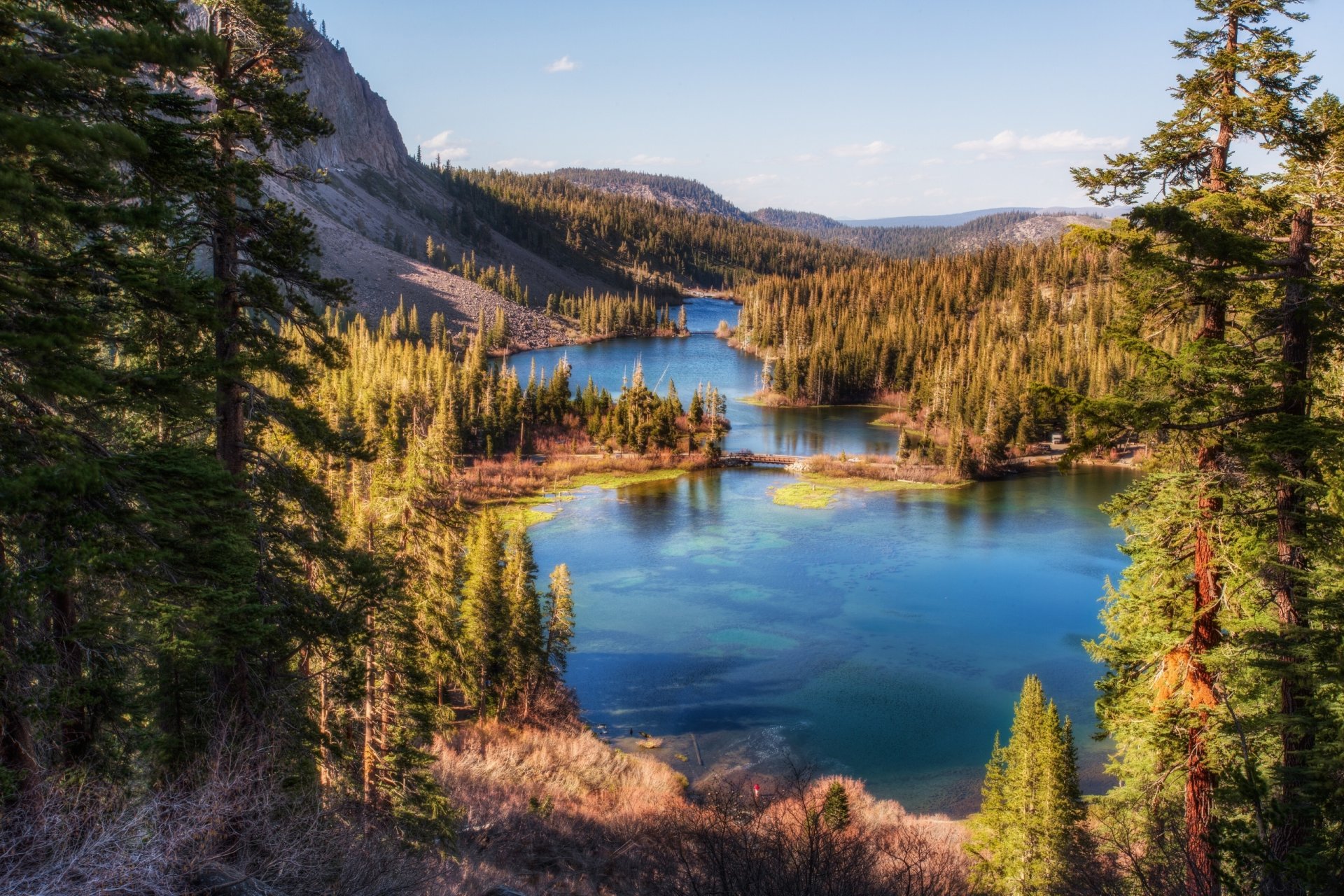 twin lakes калифорния горы лес деревья