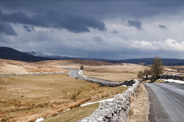 Route en Angleterre. Paysage naturel