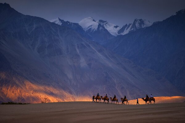 Excellent landscape of the caravan and mountains