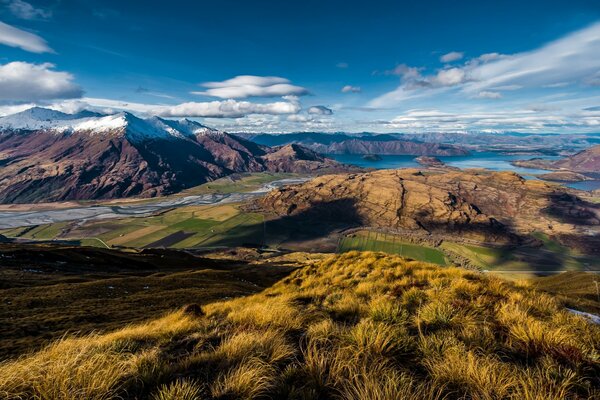 Nuova Zelanda. Splendida vista del lago e delle montagne