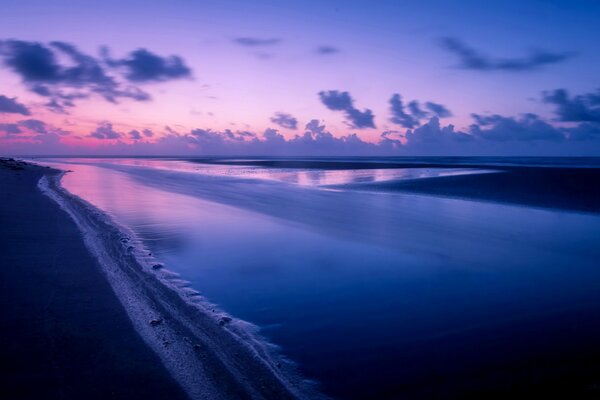 Night landscape over the sea