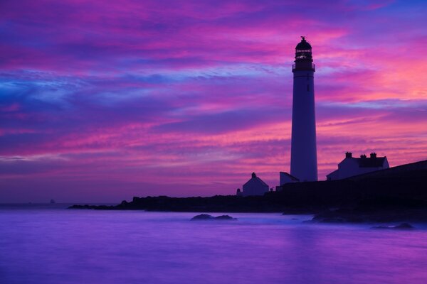 Lighthouse in the purple twilight