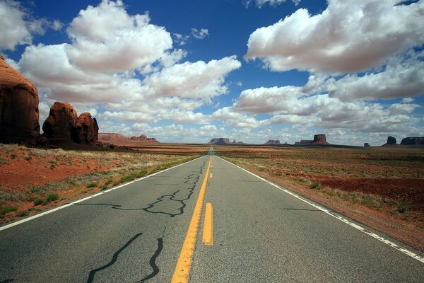 The endless road under the clouds to America