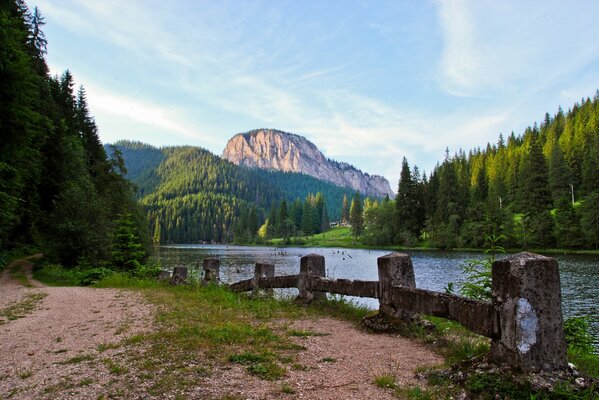 River on the background of mountains and river