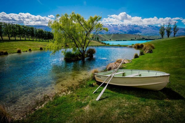 Boat on the river bank