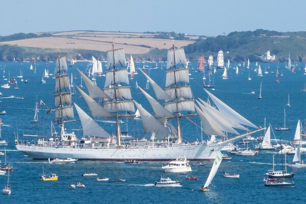 Parade von Segelboot-Yachten im Ozean