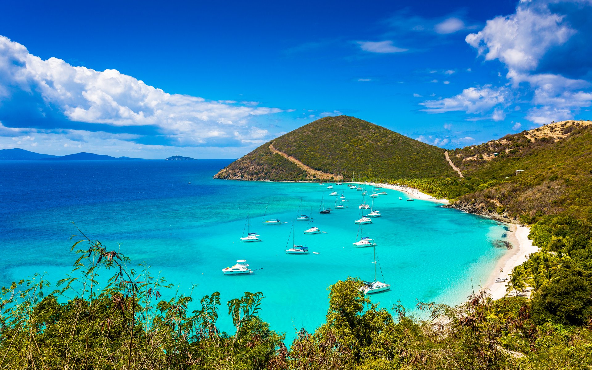 mountain island jungle beach summer ocean yacht