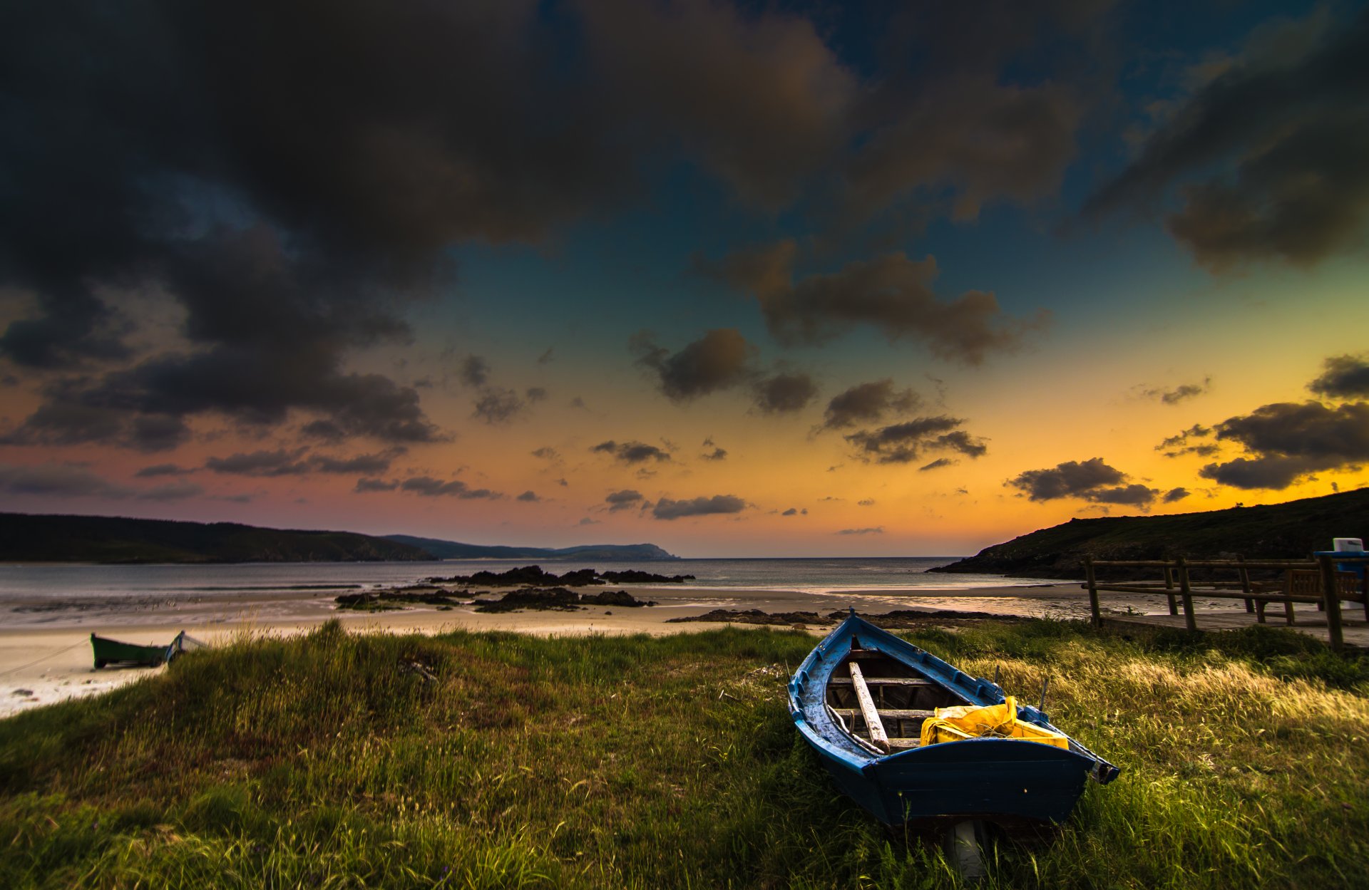 mer baie plage bateau matin aube