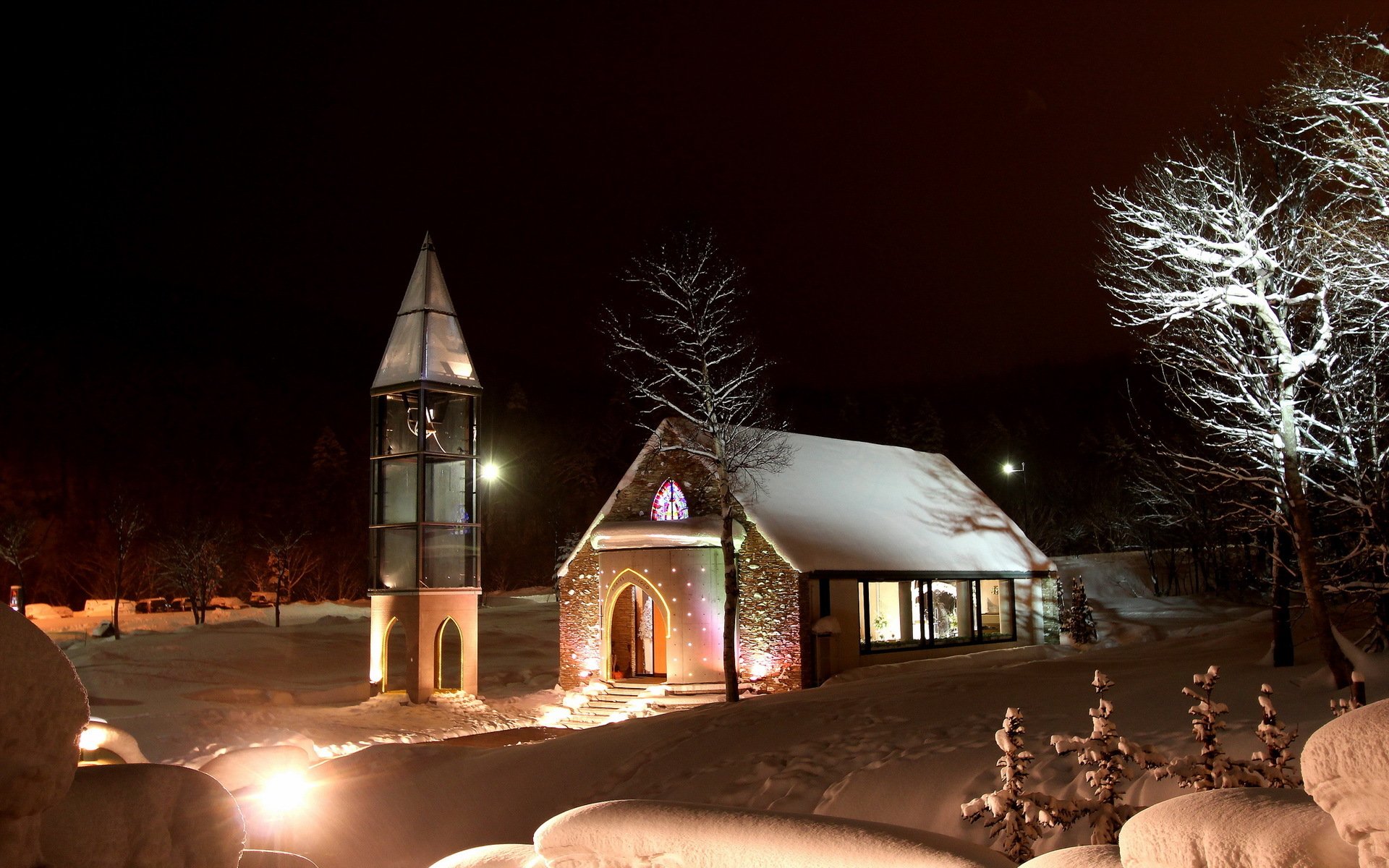 temple nuit hiver