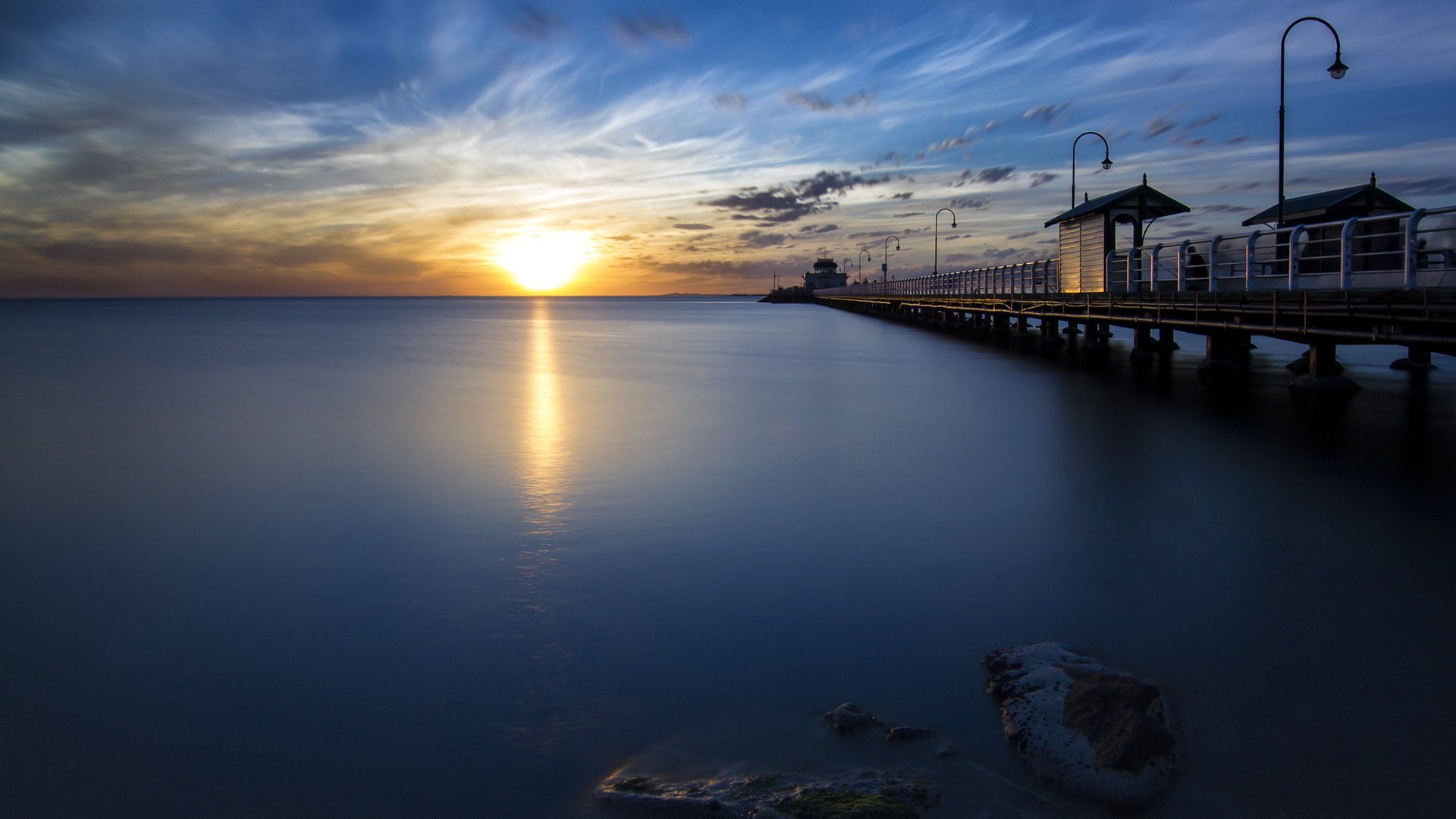 australie victoria melbourne st kilda mer coucher de soleil