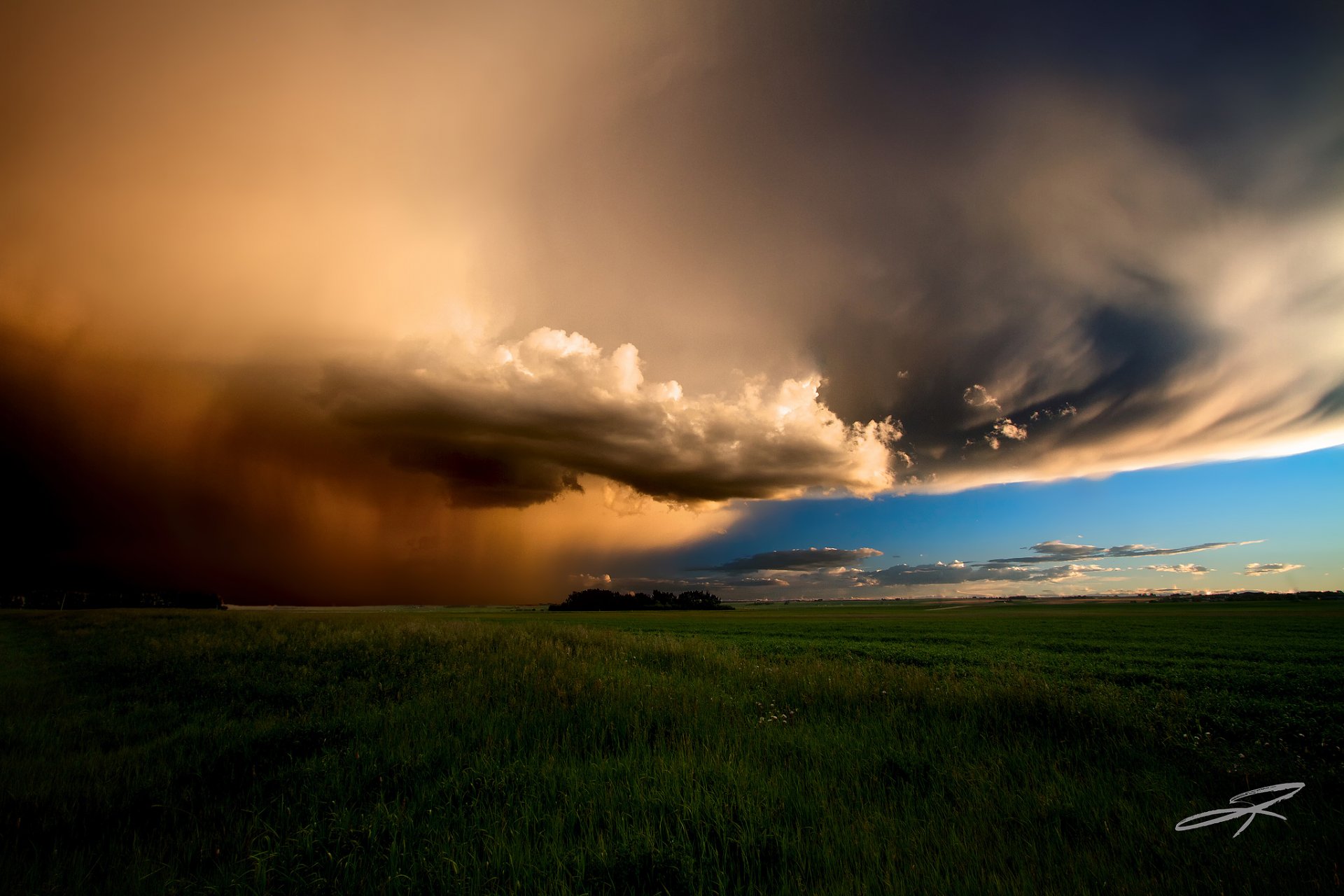 canadá alberta tormenta de la tarde campo cielo nubes verano junio