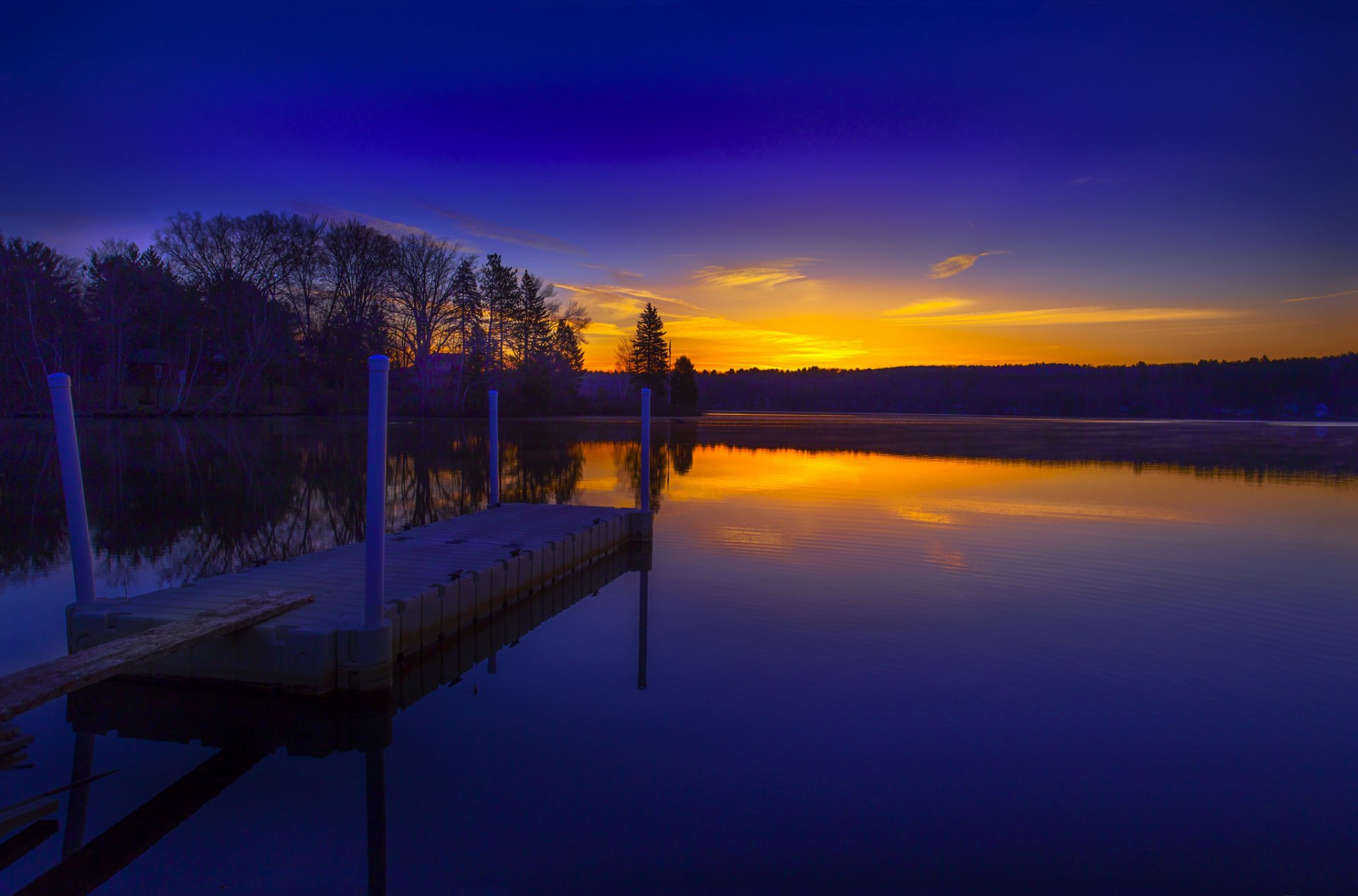 forest lake bridge morning dawn