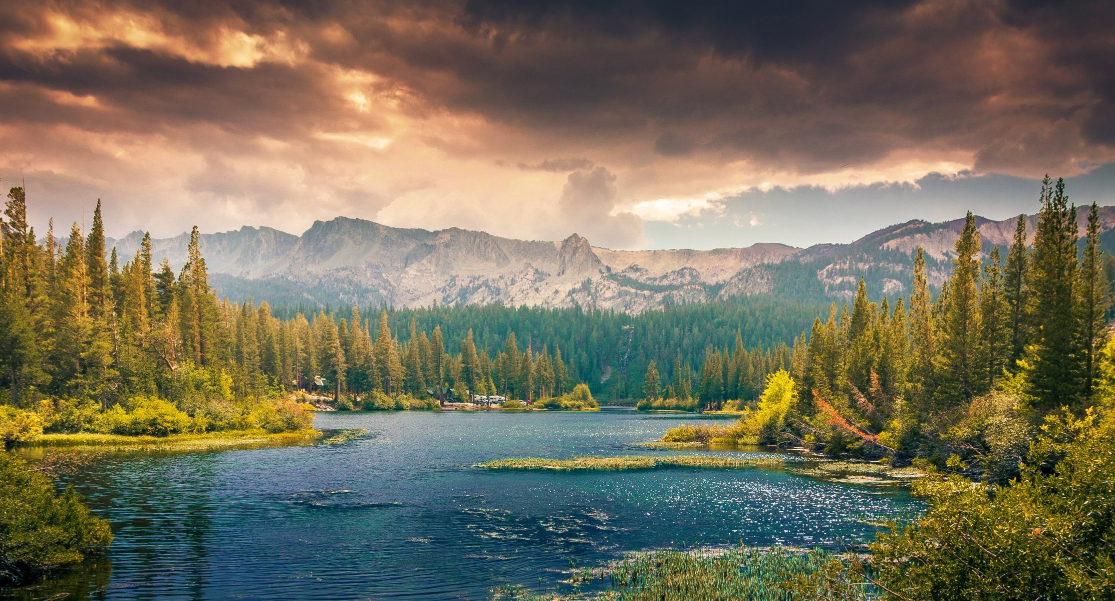 see wald bäume berge wolken natur landschaft