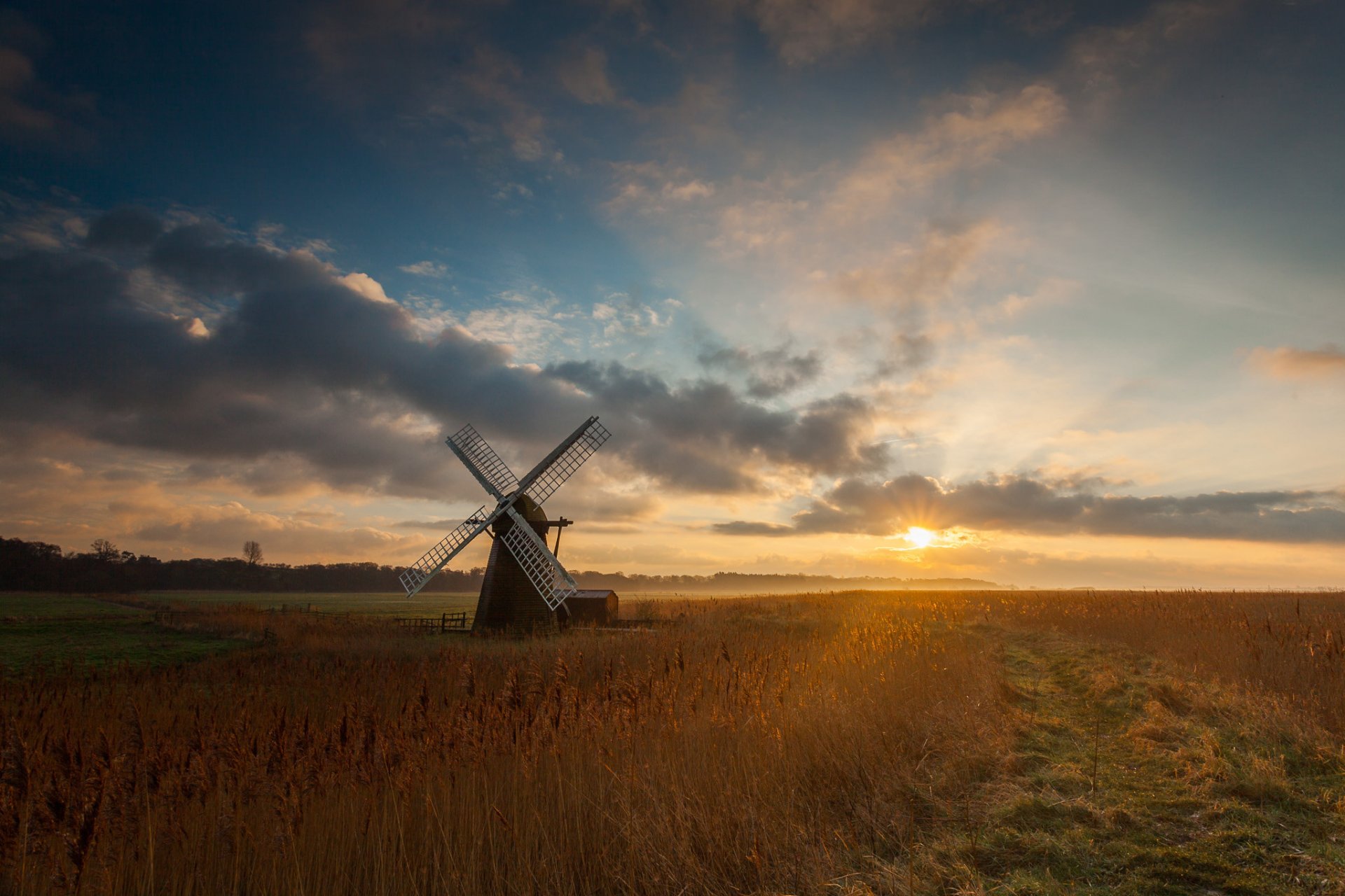 feld mühle sonne morgen