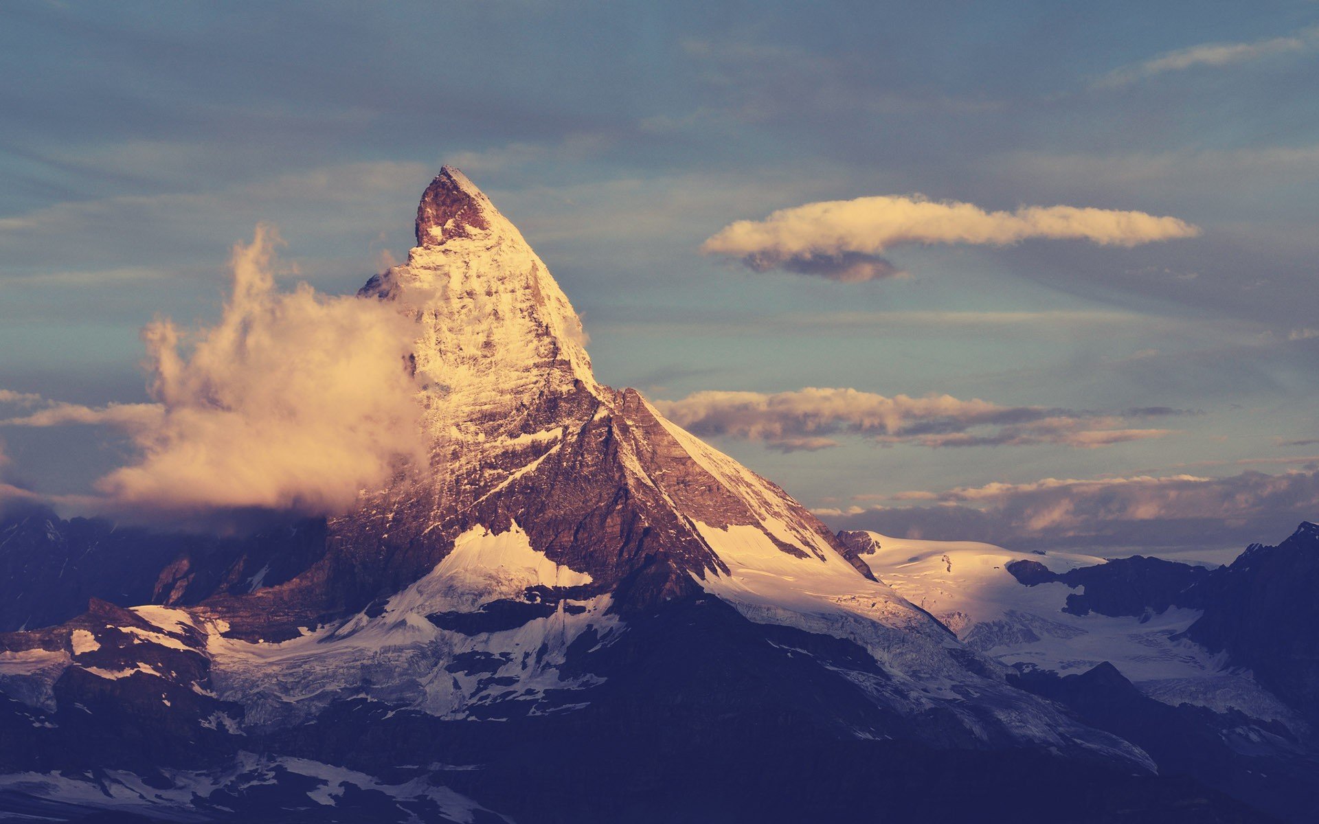 witzerland alps matterhorn snow clouds light