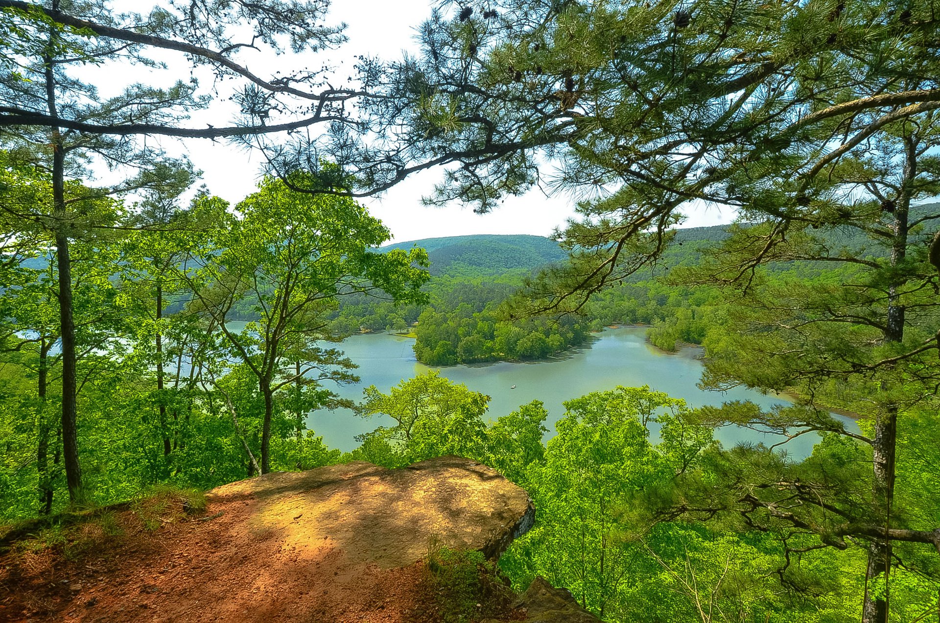 arkansas stati uniti cielo montagne lago foresta alberi estate