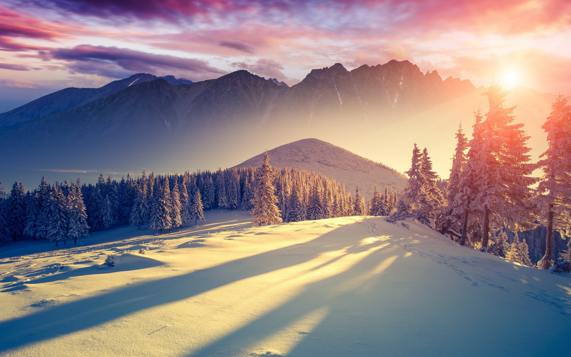 inverno natura paesaggio neve freddo freschezza montagne alberi cielo sole luce nuvole ombra abete rosso silenzio dicembre gennaio febbraio 2014 sfondi widescreen