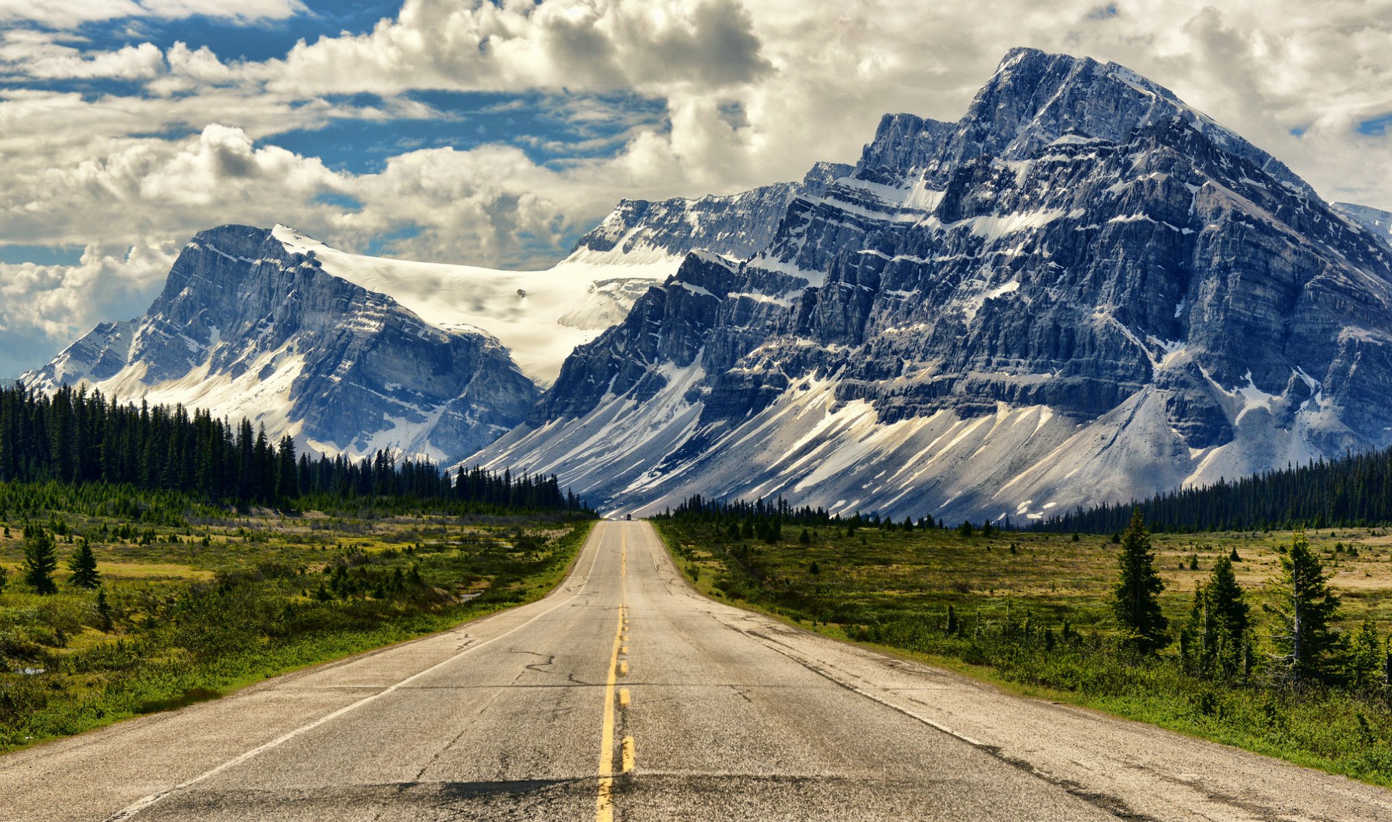 road mountains landscape alberta canada banff icefields parkway banff national park