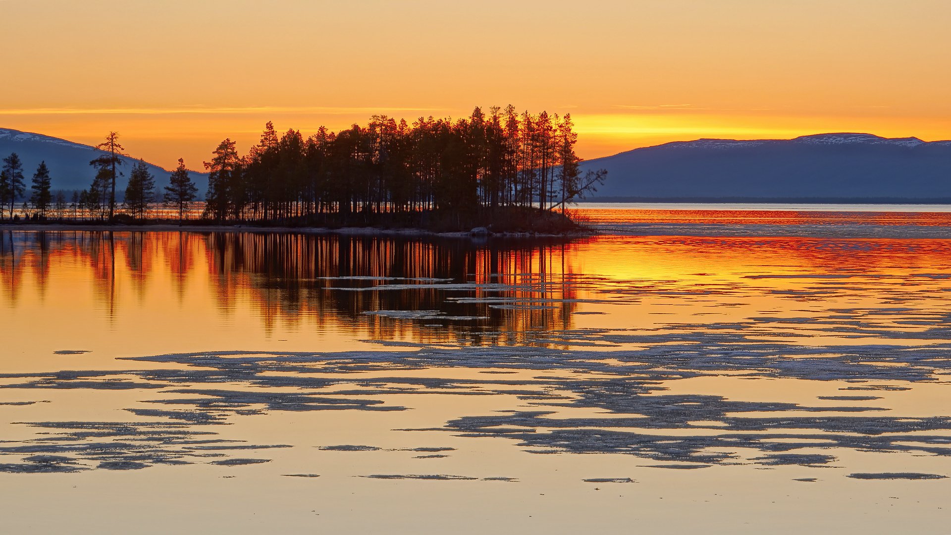 coucher de soleil lac paysage