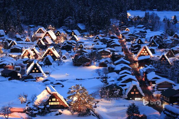 Honshu Island in Japan in the winter valley