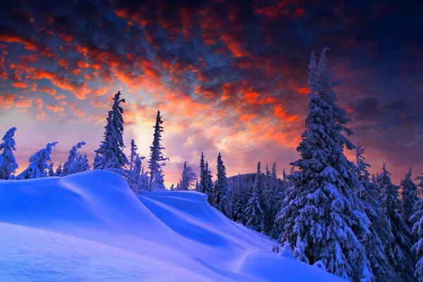 Winter landscape in the mountains