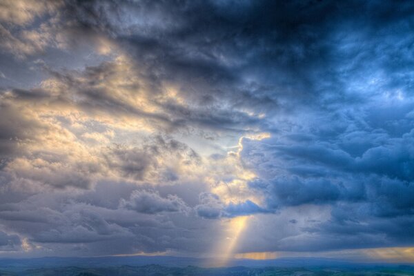 A ray of light among heavy clouds