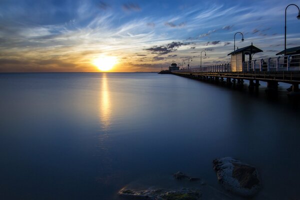 Sunset in Melbourne over the sea